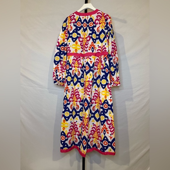 Piombo Colorful Patterned Long Sleeve Pure Cotton Dress, size Medium - Picture 3 of 4